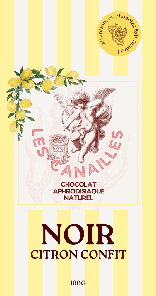 Tablette chocolat aphrodisiaque • Noir, Citron confit • 100g