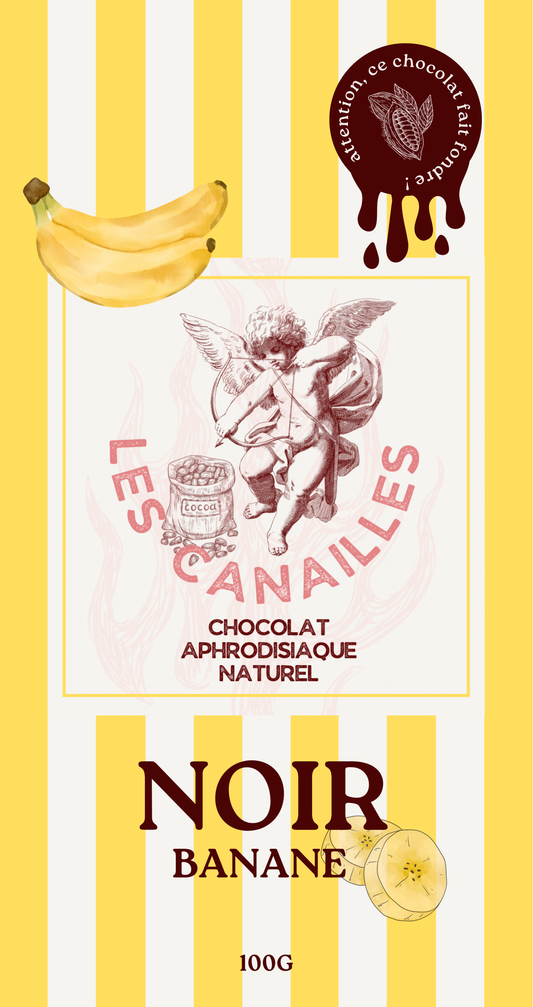 Tablette chocolat aphrodisiaque • Noir, Banane • 100g