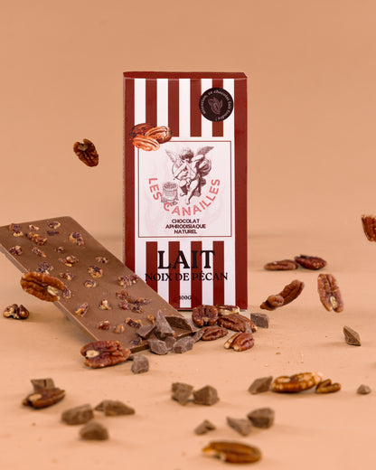 Tablette chocolat aphrodisiaque • Lait, Pécan • 100g