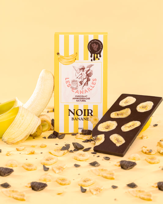 Tablette chocolat aphrodisiaque • Noir, Banane • 100g